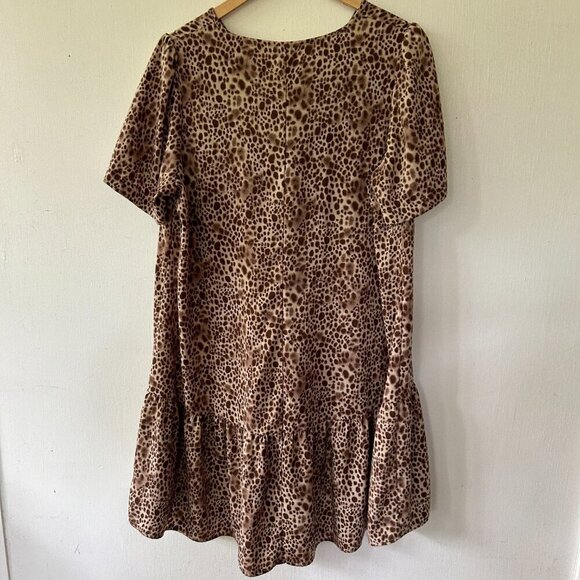 a new day Shift Dress Womens Large Brown Animal Print V-neck - Picture 6 of 6